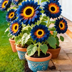 Blue Flame Sunflower Seeds with Organic Pot Mix